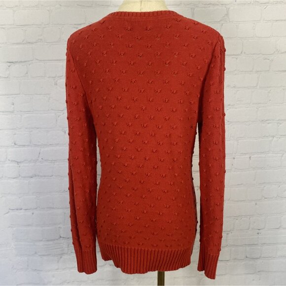 ⭐ 3/$15 Studio Works Medium Red Knit V-Neck Long Sleeve Sweater - Picture 6 of 8